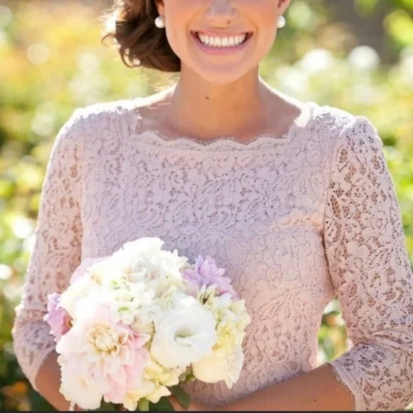 Adrianna Papell Pink Lace Mini Dress sz 6 Long Sleeve Sheath NEW romantic spring - Picture 13 of 13